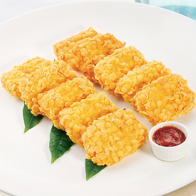 玉米片虾排海鲜油炸小吃吃香裹面脆皮虾饼虾堡虾类制品