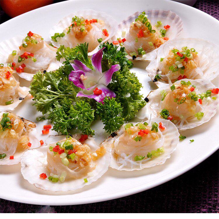 亚洲渔港 蒜蓉粉丝蒸扇贝 情侣贝 10只酒店冷冻半成品方便特色菜