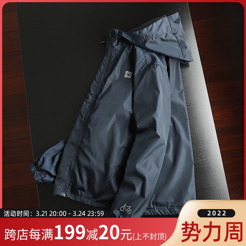 欧美单！3M反光设计！秋冬薄绒男士户外连帽防风运动休闲夹克外套