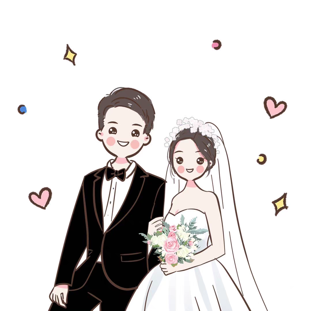 定制婚礼手绘请柬婚纱照笔画卡通头像请贴邀请函手绘真人漫画