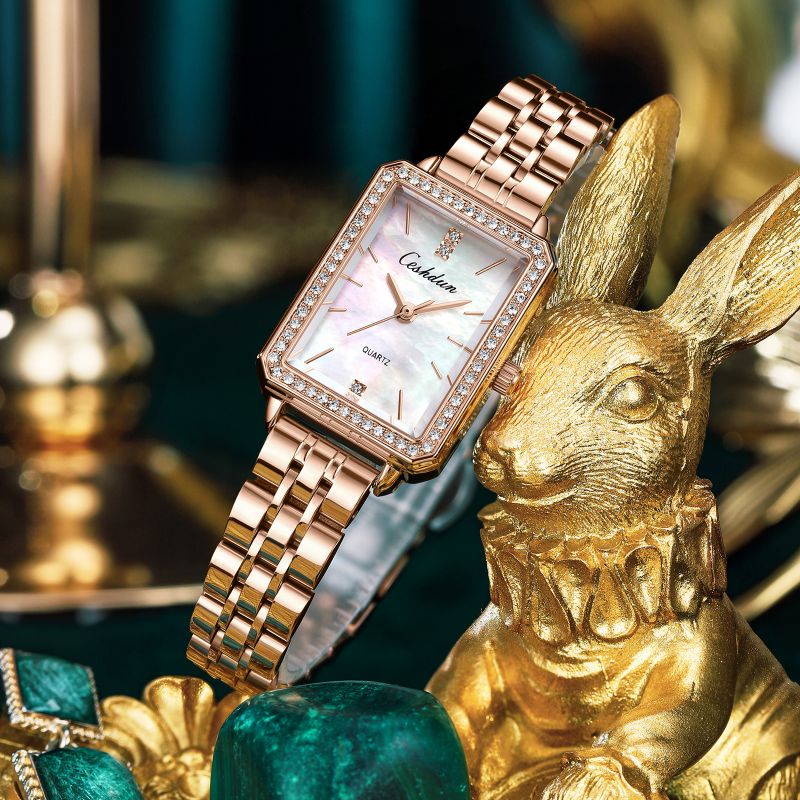 希仕顿小绿品牌手表2021新款时尚小方欧式防水国产腕表