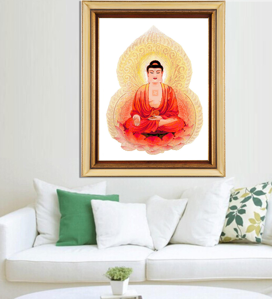 精准印花启缘佛教十字绣佛祖南无阿弥陀佛客厅佛堂十字绣套件