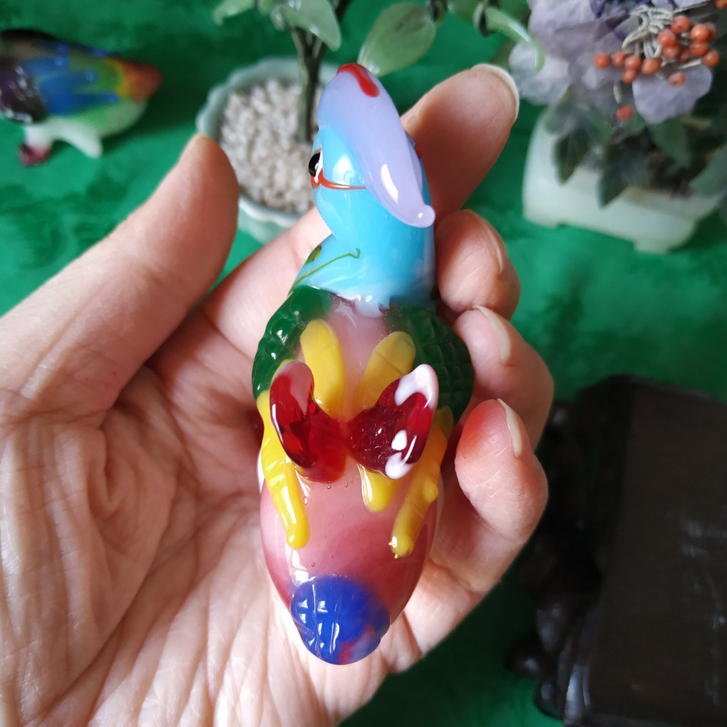 北京料器非遗传承大师作品纯手工琉璃鸳鸯小摆件婚房摆设结婚送礼