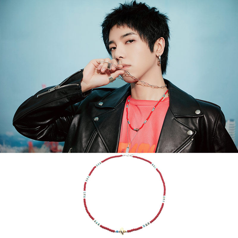 华晨晨宇花花同款红蓝蓝白金贝壳项链活动街头项链