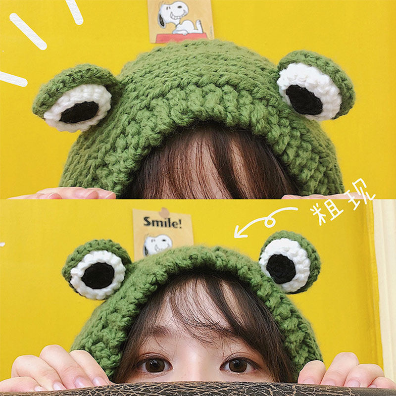 时代少年团马嘉祺同款创意绿色大眼睛青蛙帽子帽子