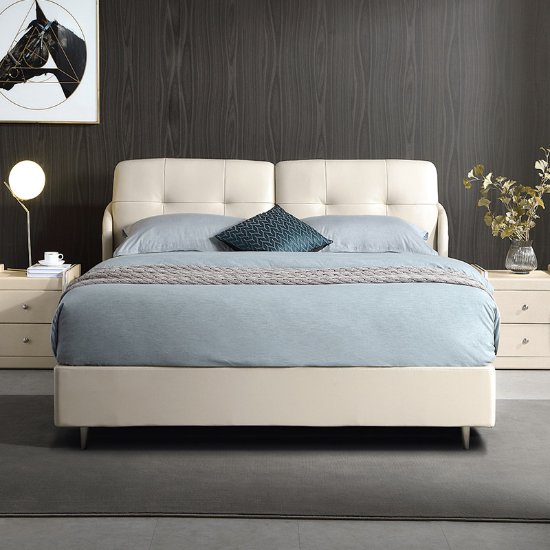 5m 1.8米现代简约卧室实木床架 米兰软床 - 皮艺床 - 淘宝网