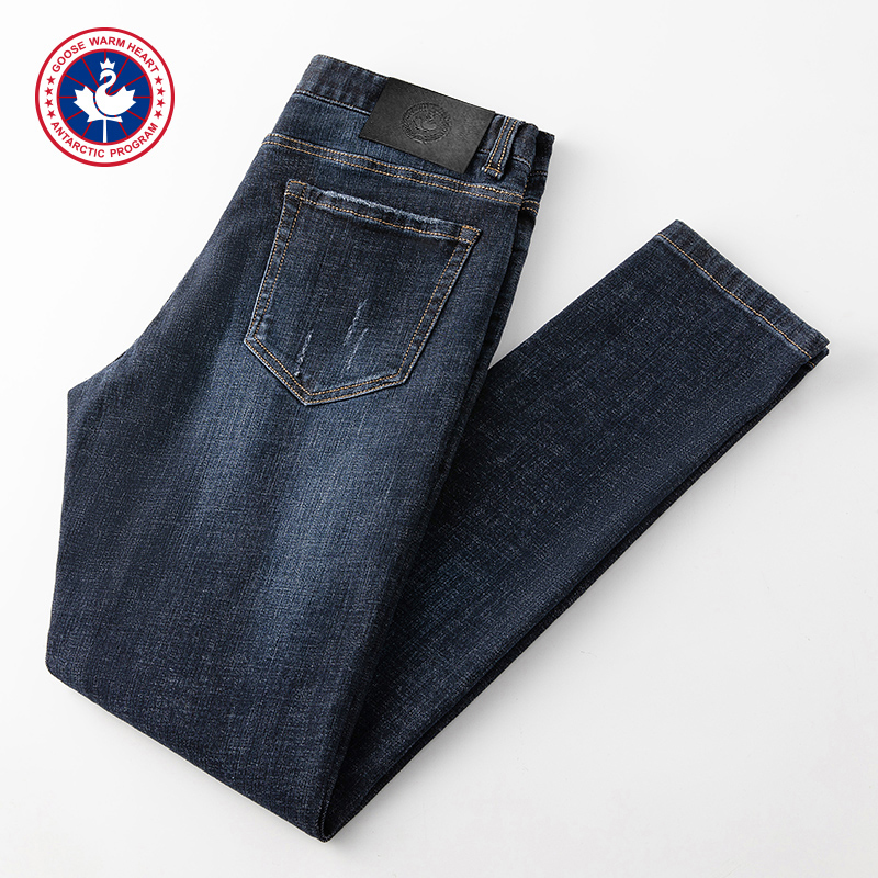 Goose 大鹅暖心2021秋季新款男士裤子纯棉修身经典百搭男装牛仔裤