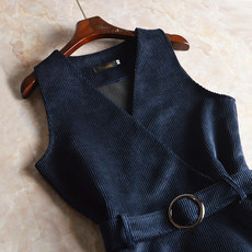 Tie up your small waist, fall new style ruffled hem waist corduroy small vest jacket women short Tie up your small waist, fall new style ruffled hem waist corduroy small vest jacket women short