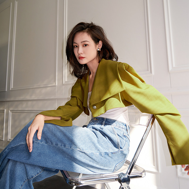 美洋meiyang现货比利名媛短款外套别致时髦海军短外套