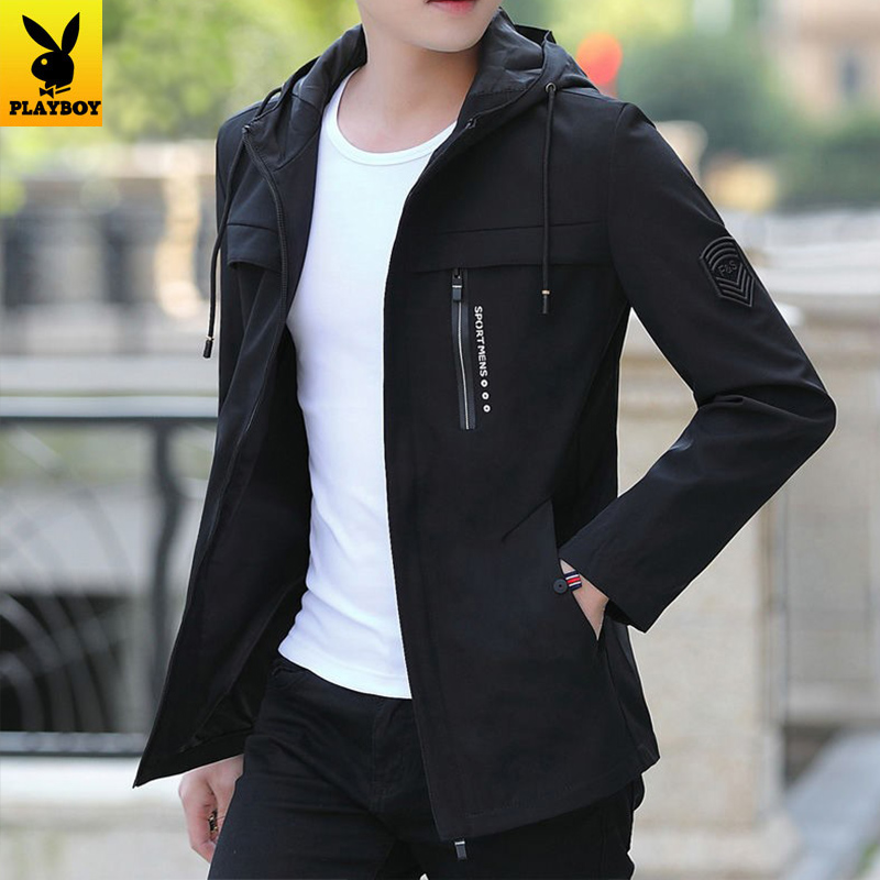 花花公子新款春秋冬季夹克男装百搭韩版运动休闲外套上衣服工装潮