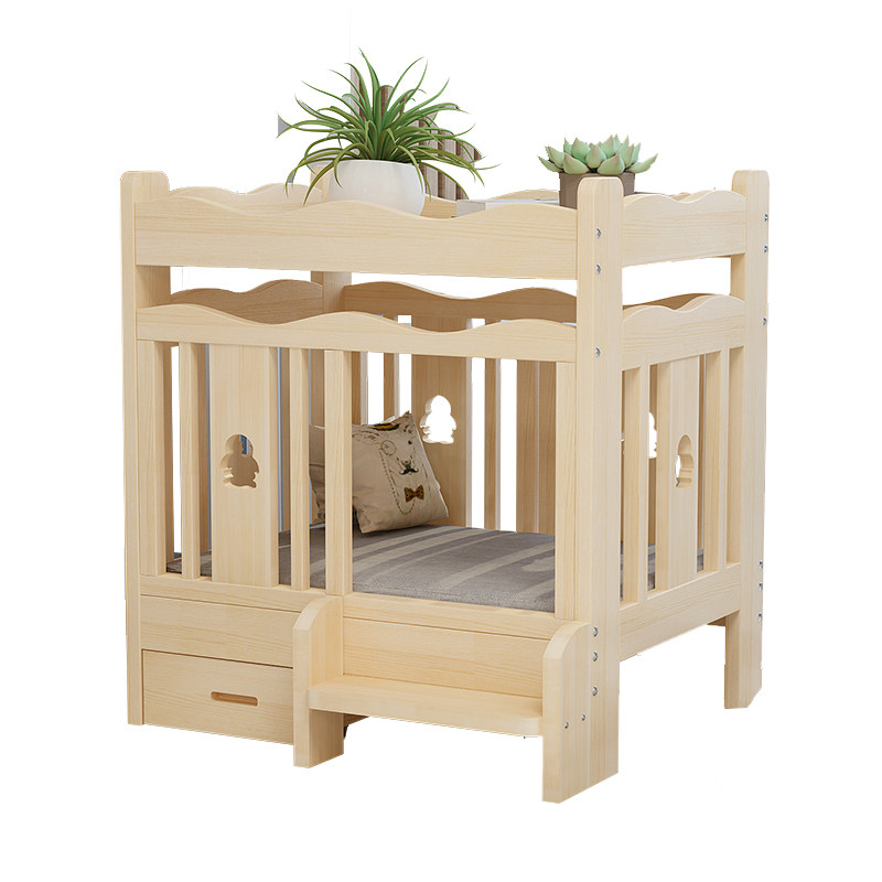 宠物床狗床实木双层特价床泰迪公主欧式木质狗窝四季通用可拆洗夏