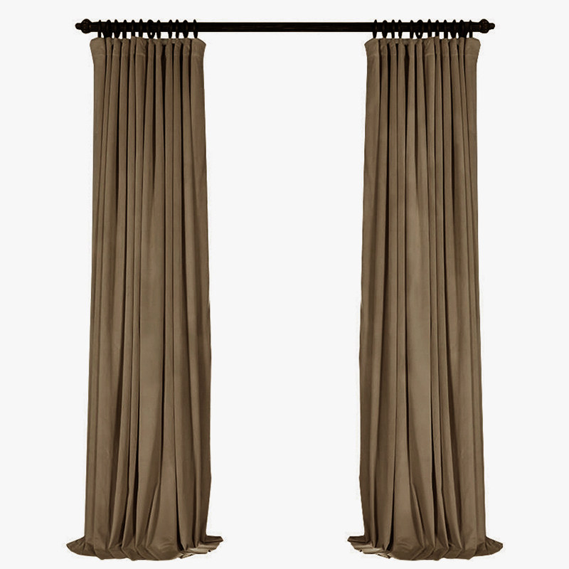 屋俪金棕色窗帘丝绒棕色卡色美式摩卡复古法式定制窗帘