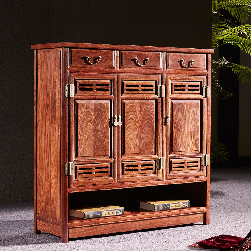 红木木鞋花梨紫檀刺猬门厅鞋柜柜门玄关实木鞋柜