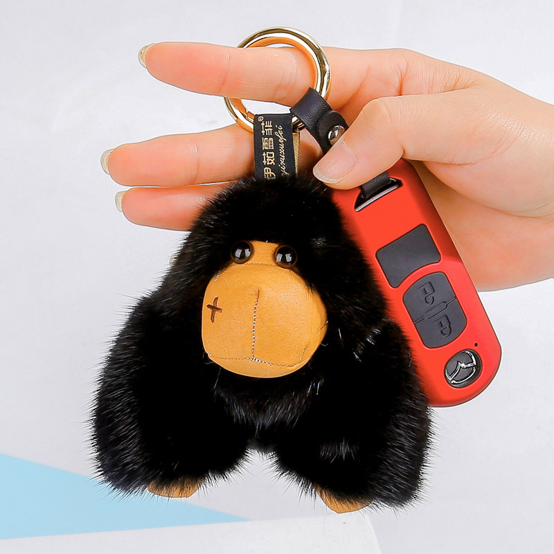 伊茹雪菲水貂大猩猩包包挂件汽车钥匙扣挂饰金刚可爱包挂件
