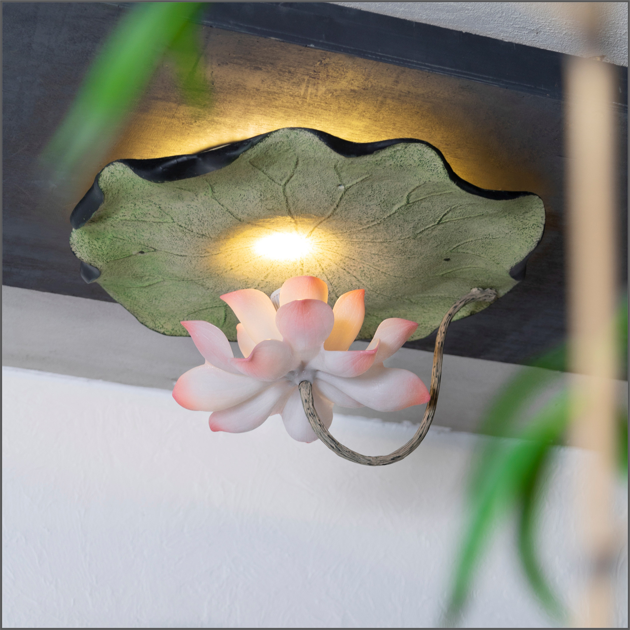 新中式卧室树脂装饰led莲花吸顶玄关客厅简约客厅吸顶灯