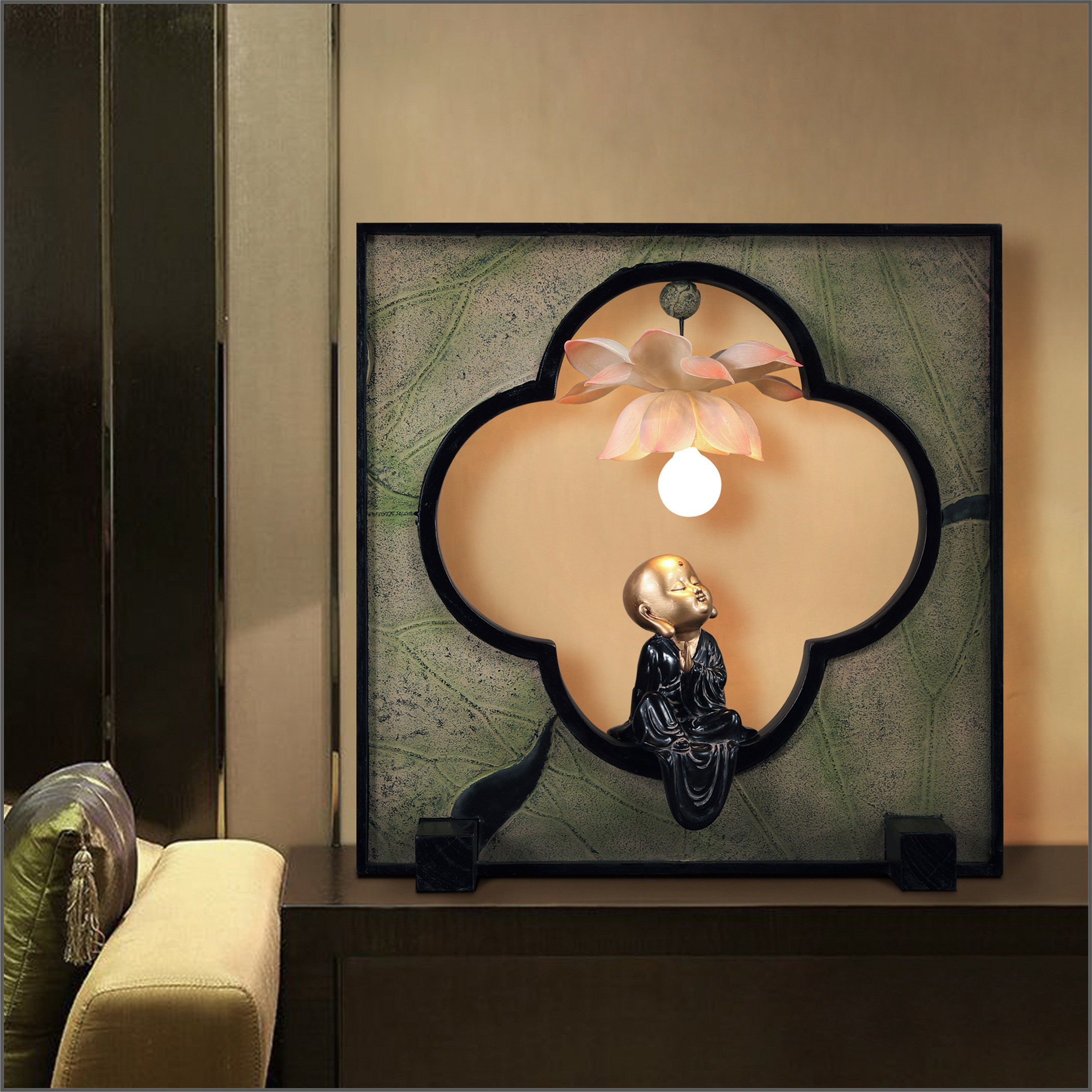 新中式灯中艺术暖光床头卧室书房荷花小沙禅意装饰台灯