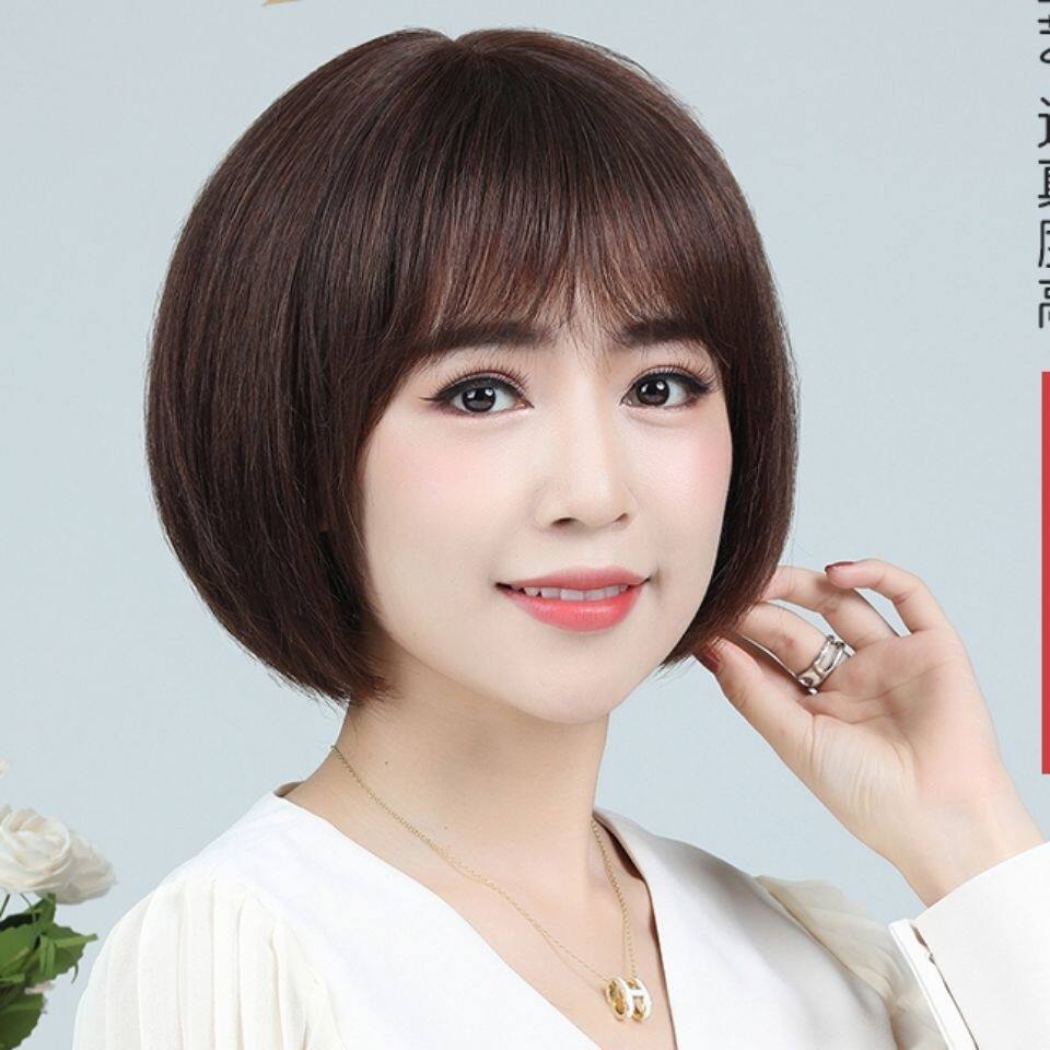 头套假发女短直发仿真发丝波波头修自然年轻日常整顶假发