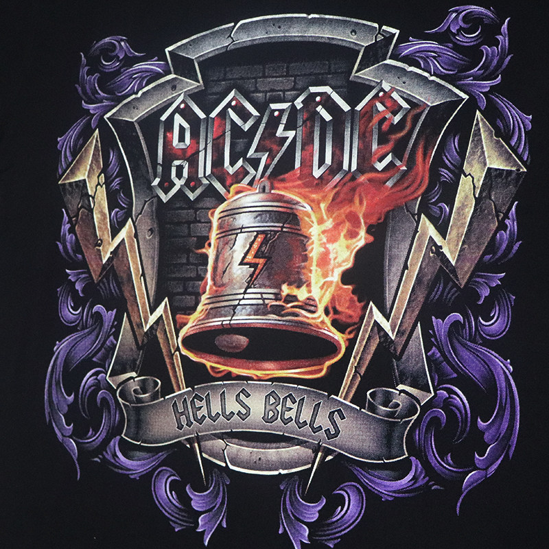 acdc摇滚乐队男士纯棉短袖地狱铃铛hellsbells夏装t恤