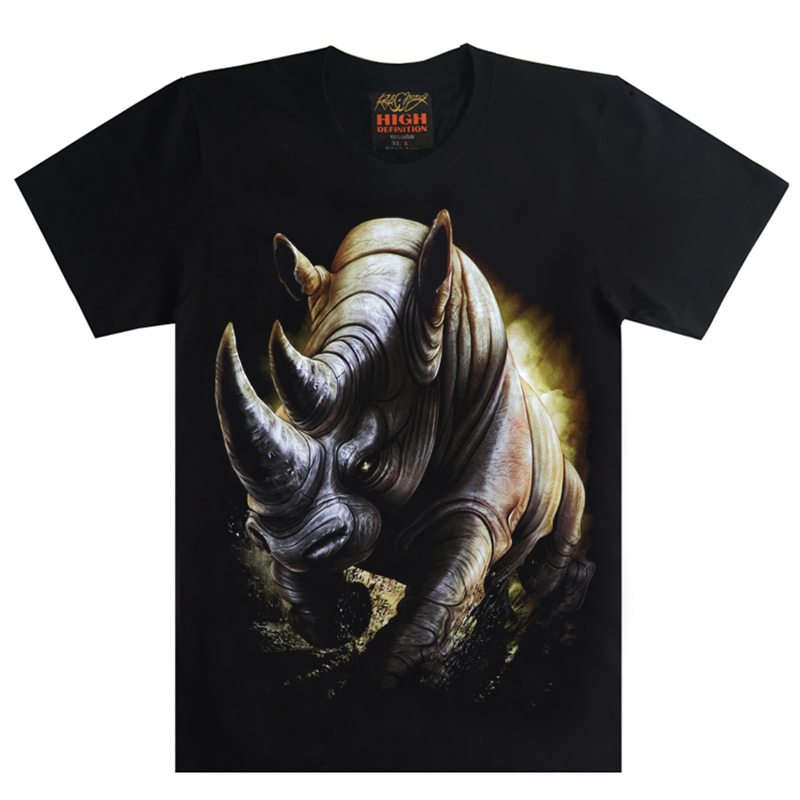 印花泰国进口潮牌3d立体动物男士短袖犀牛t恤