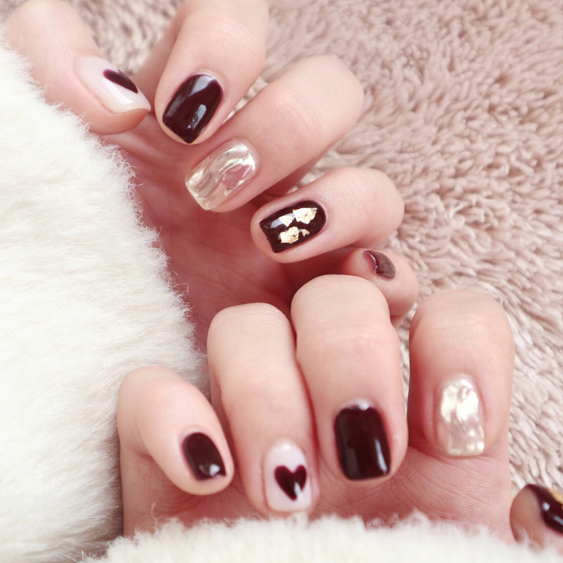 贴片美甲成品新年可拆卸爱心车厘子指甲穿戴秋冬美甲工具