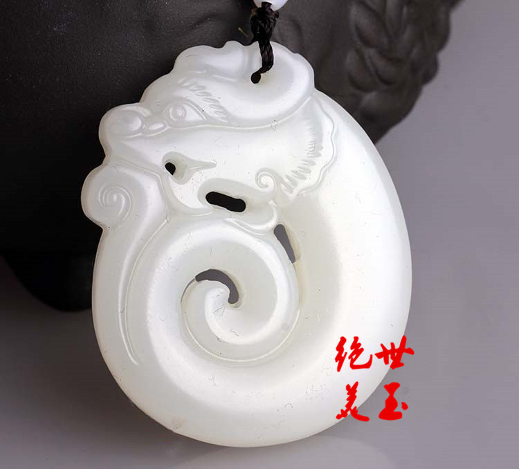 男女和田玉龙玉佩龙牌挂件龙圈玉白玉生肖龙仿颈饰