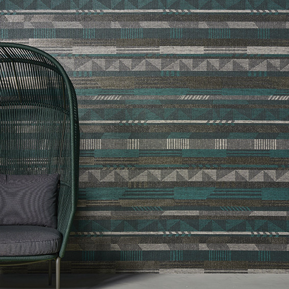 壁纸比利时arte原装进口墙纸波西米亚风格几何拼色草编无纺布墙纸