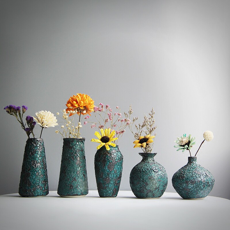 复古怀旧陶瓷小花花瓶艺术干花花插家居家居装饰花瓶