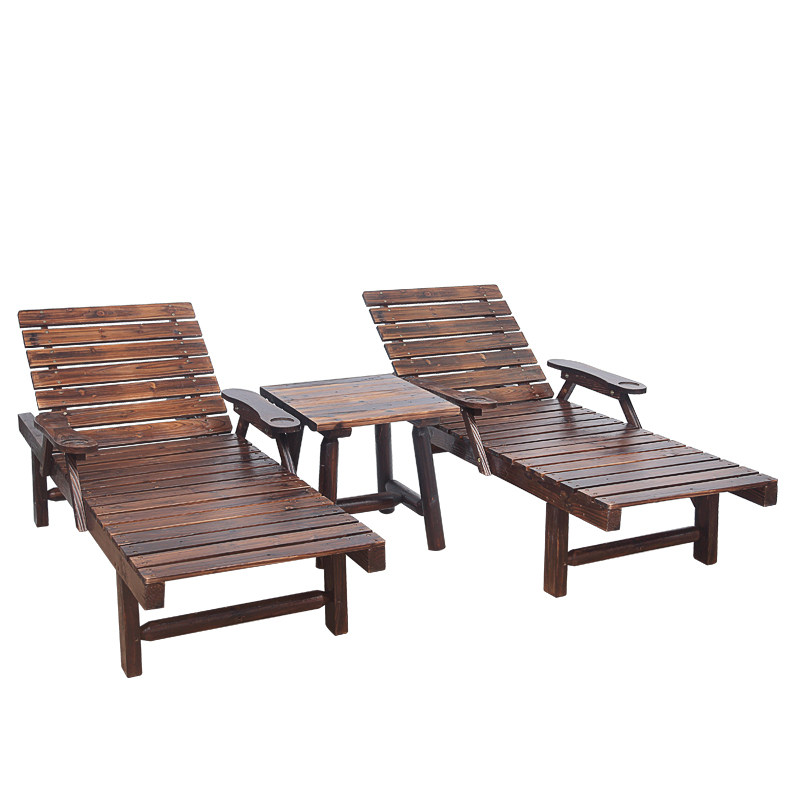 碳化午休沙滩户外逍遥靠椅防腐阳台折叠实木折叠椅