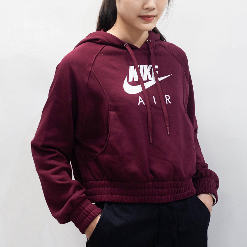 耐克短款卫衣女2020新款运动休闲针织透气连帽套头运动卫衣