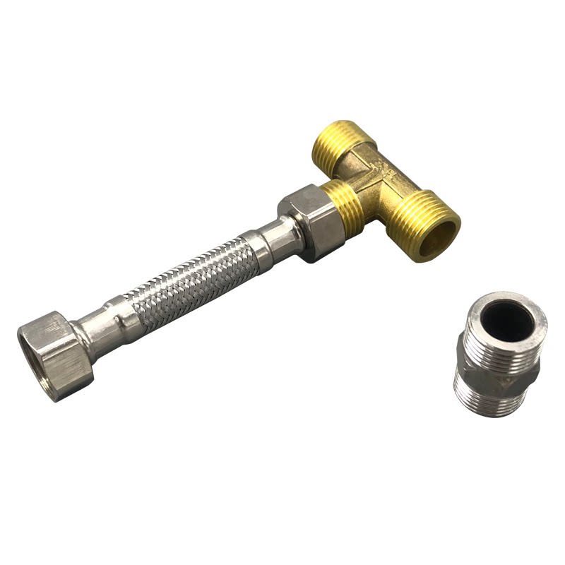 洗手盆龙头4分软管冷热进水龙头转换成单冷出水三通接管卫浴配件