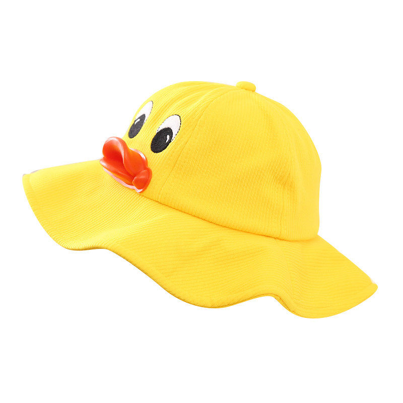 宝宝春秋款帽子儿童可爱卡通小黄鸭渔夫帽男女童帽子