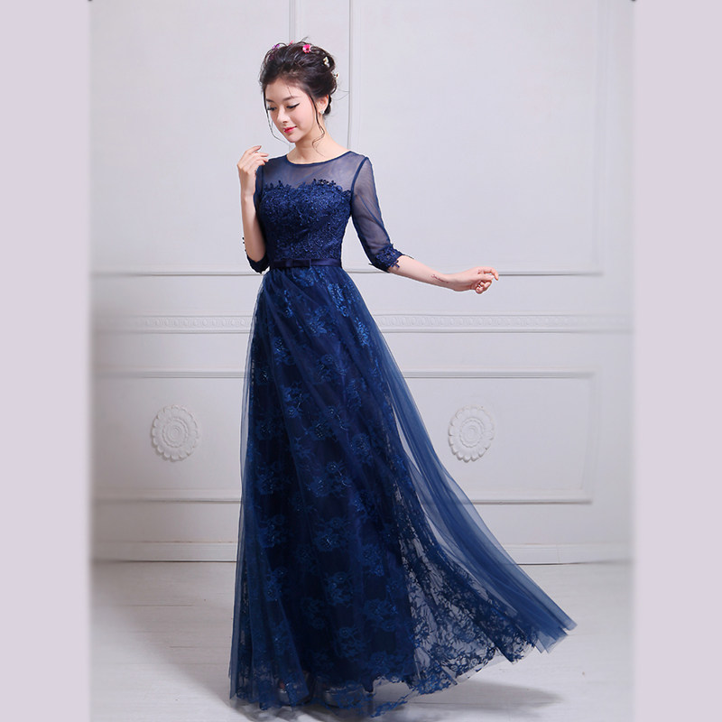 新款大合唱演出服成人女长裙中学生现代显瘦连衣裙长款合唱团礼服