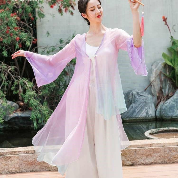 古典形体舞台纱衣外披飘逸考生演出服民族古风民族服装