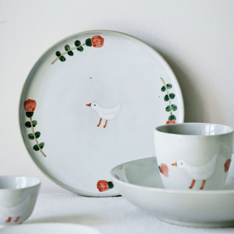 菜盘市集原创手绘陶瓷盘子家用圆形个性可爱盘