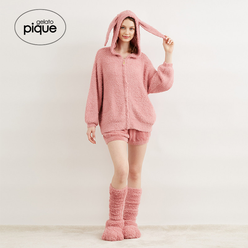 gelatopique22秋冬新品拖鞋纯色柔软兔子毛绒家居居家棉拖