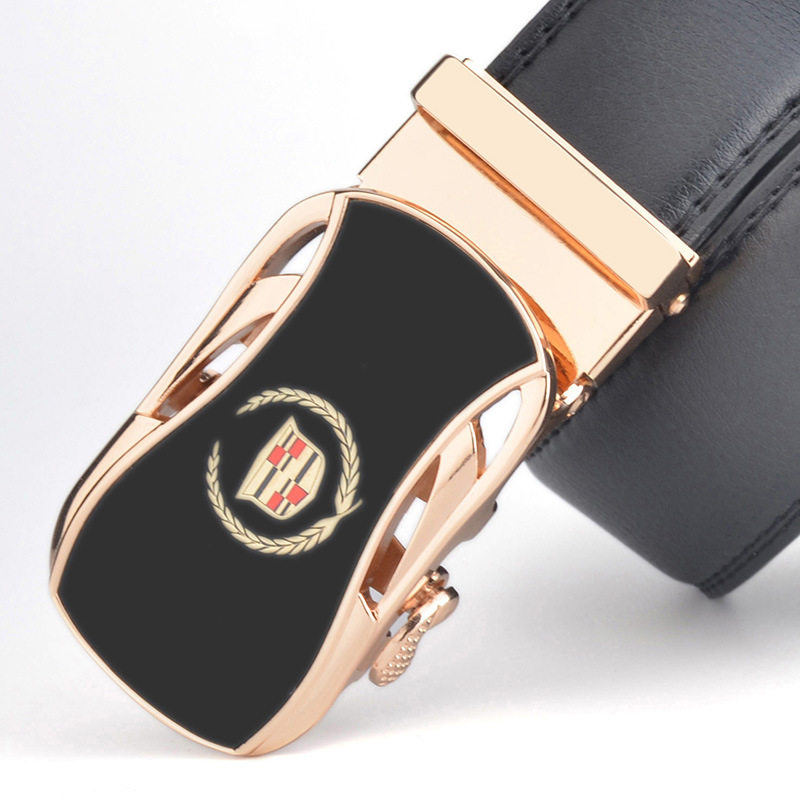 超长个性创意皮带肥男凯迪拉克真皮高档车标自动腰带