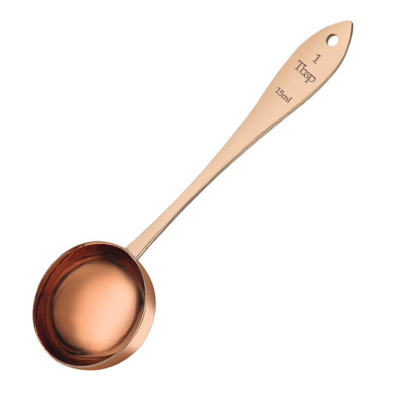 304不锈钢咖啡啡量豆勺镀铜长柄奶精果粉计量勺蜂蜜搅拌勺子15ml