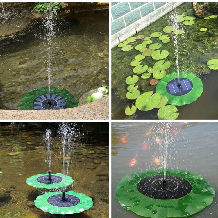 太阳能浮水庭院景观喷泉小带蓄电池鱼池户外荷叶喷泉