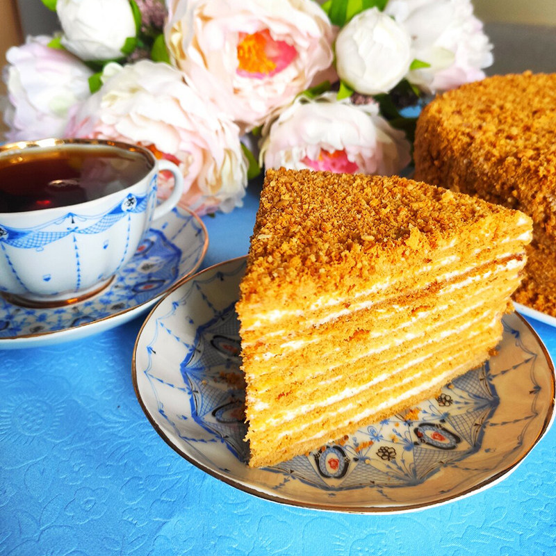 正宗俄罗斯风味提拉米苏蜂蜜果味奶油千层生日蛋糕6寸传统西式糕点