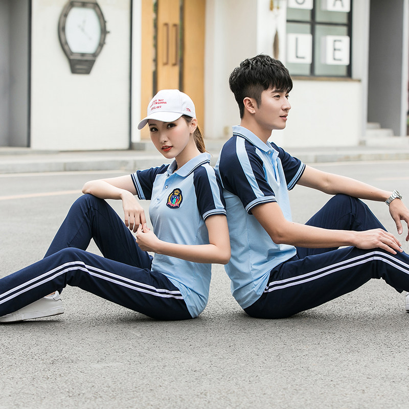 学生班服套装天蓝色长裤校服定制高中军训运动服学生校服