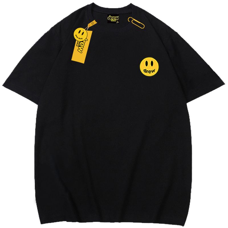 drew笑脸短袖恤男宽松夏季情侣装ins潮牌小标运动t恤