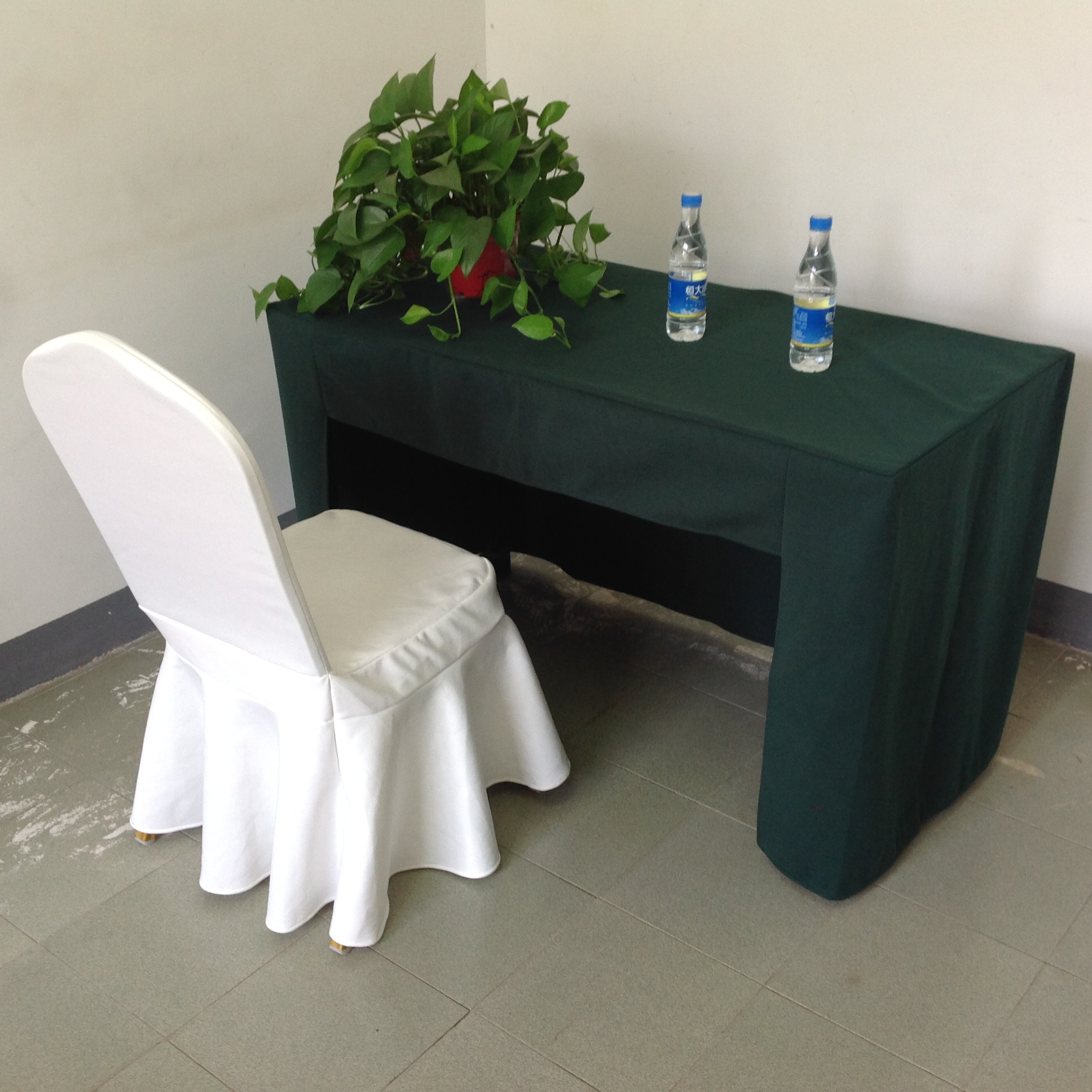 商务酒店会议室加厚墨绿绒面桌布培训桌布
