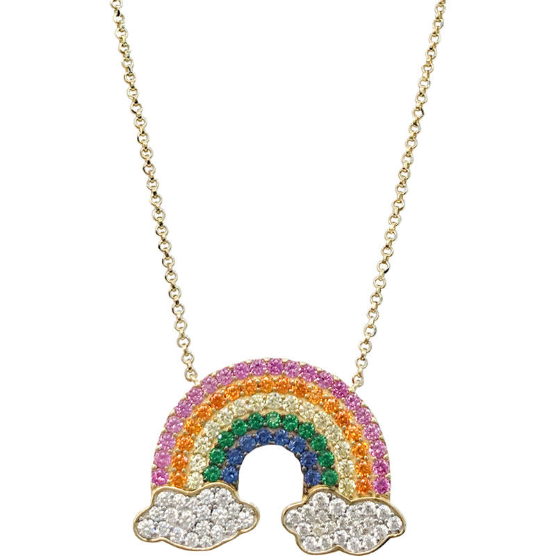 项链欧洲直邮apmmonaco新款女士彩虹云朵银饰项链