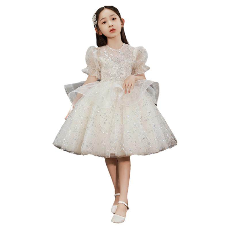 女童礼服夏季短款儿童蓬蓬公主裙花童小女孩主持人钢琴演奏演出服