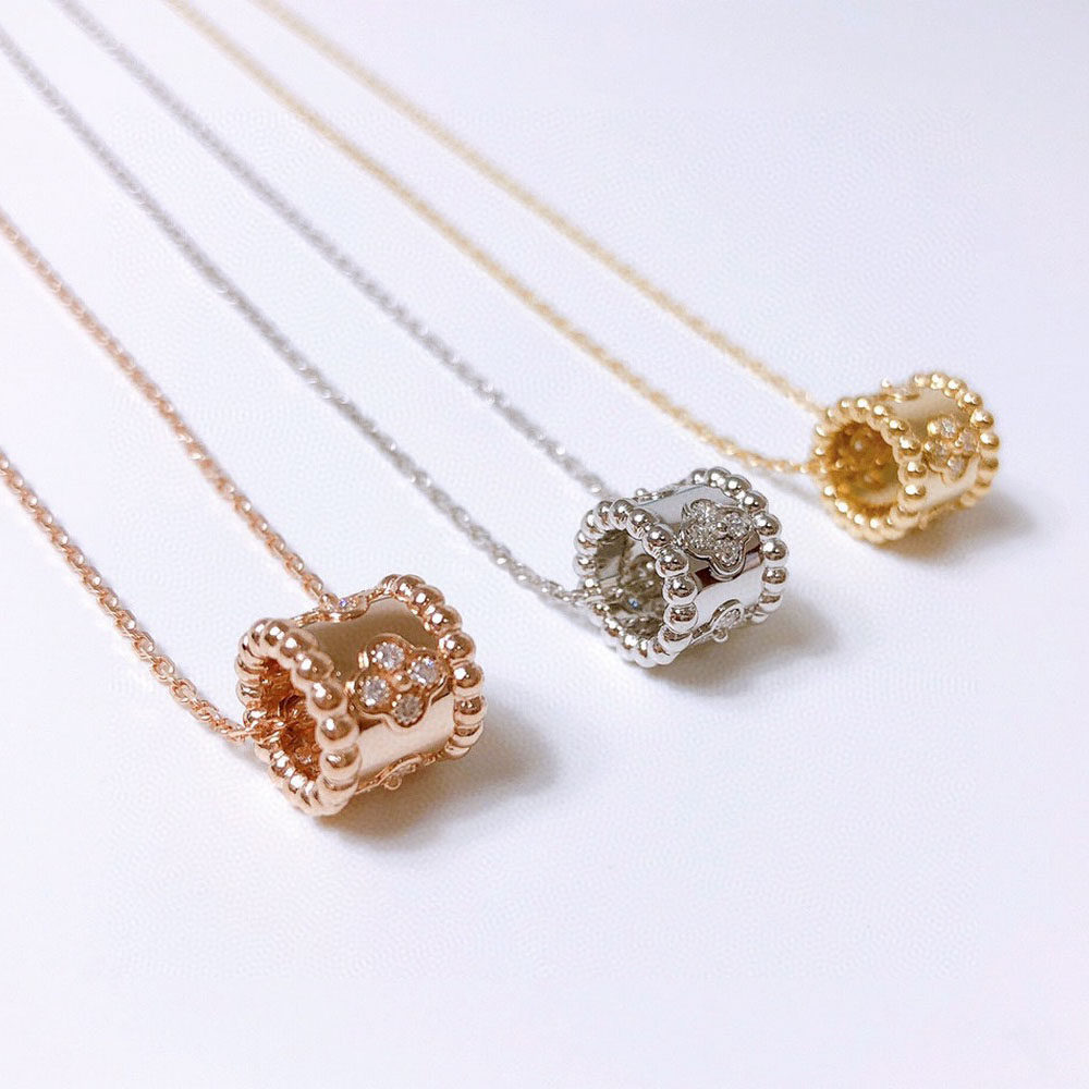 s925纯银四叶草万花筒项链女夏简约百搭网红气质项链