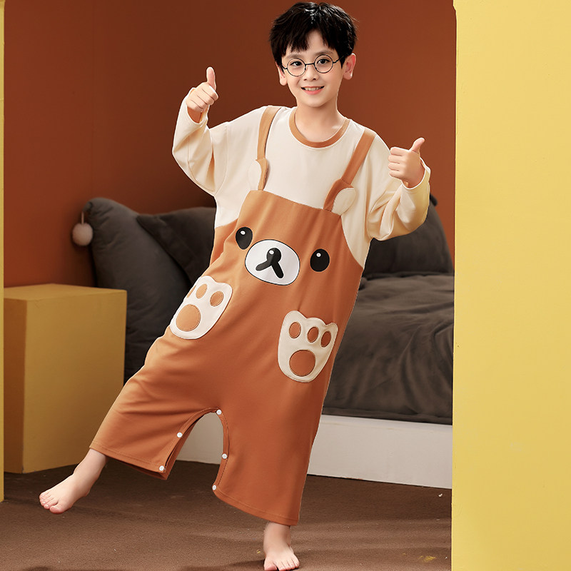小海绵儿童连体睡衣男童春秋纯棉连身小男孩长袖家居服连体衣