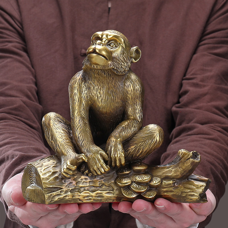 猴子招财摆件纯铜生肖吉祥物猴年客厅办公室领导摆件