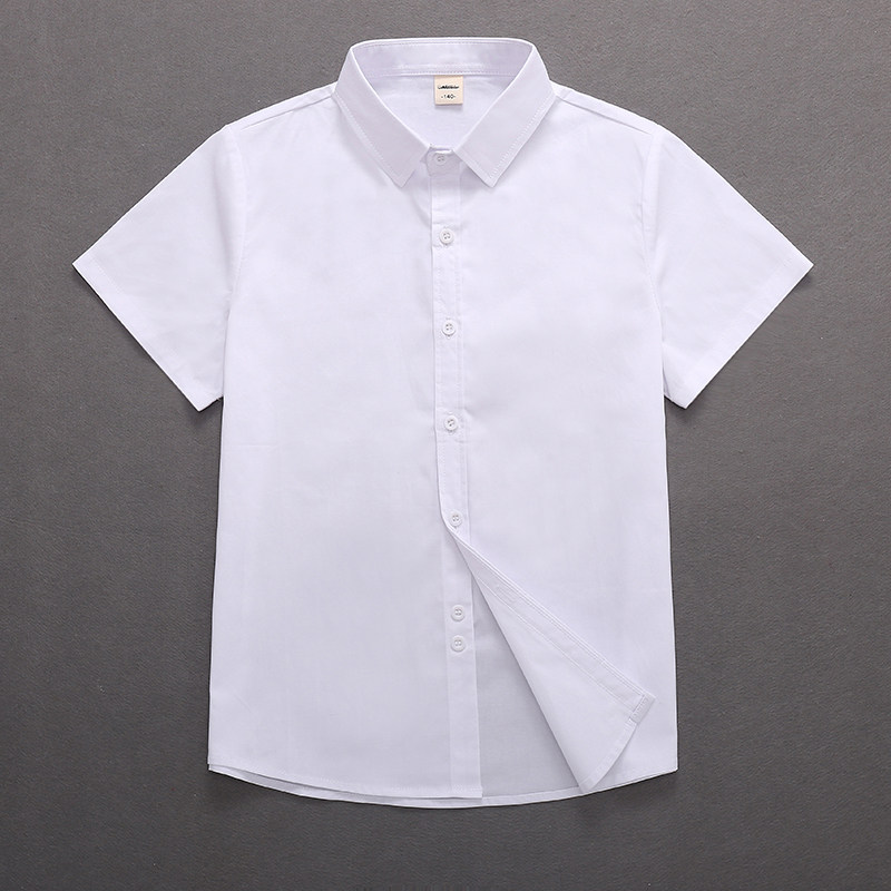 儿童白衬衫衬衫短袖男童半袖白色夏季衬衣小孩衬衫