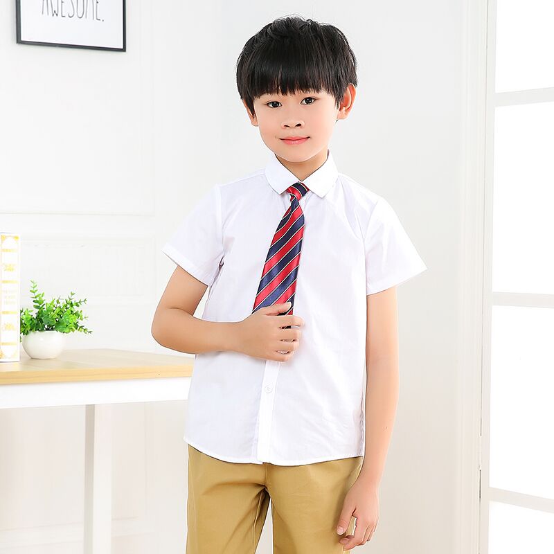 儿童小学生校服幼儿圆领女童长袖春夏白衬衣男孩衬衫