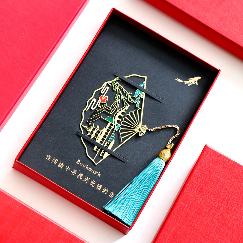 秦淮人家南京金陵特色礼品定制折扇书签秦淮河书签